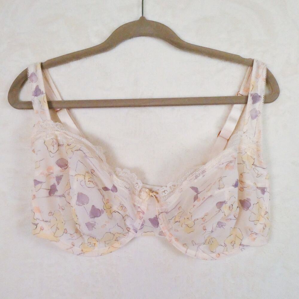 Fayreform Pretty Floral Underwire Bra - 38FF Lace Edge Sheer